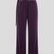 Pantalon Velours Violet Ample Taille Haute Décontracté
